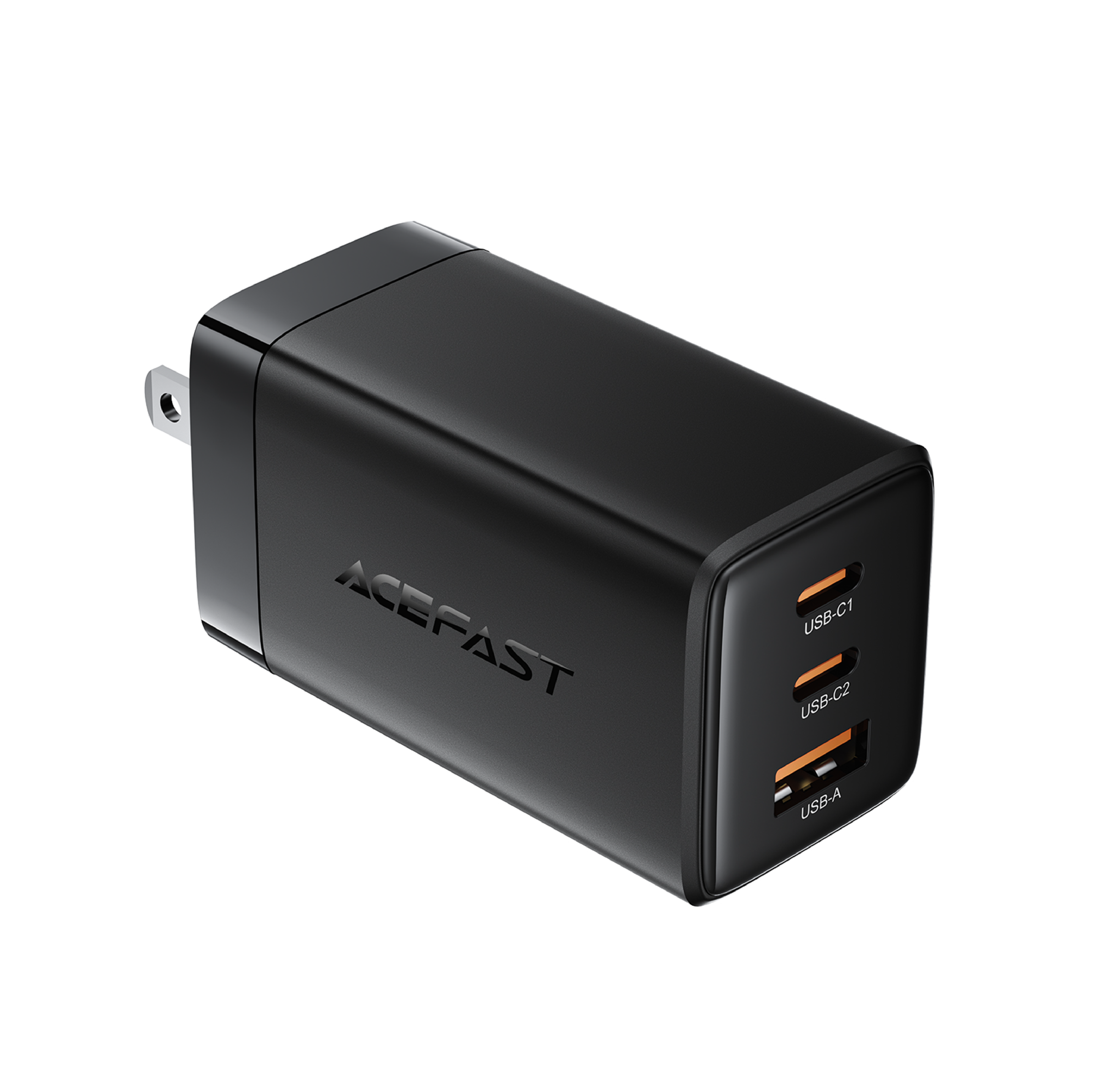 Cargador de Pared Acefast A144 GaN 65W – 3 Puertos (2 USB-C + 1 USB-A), Negro