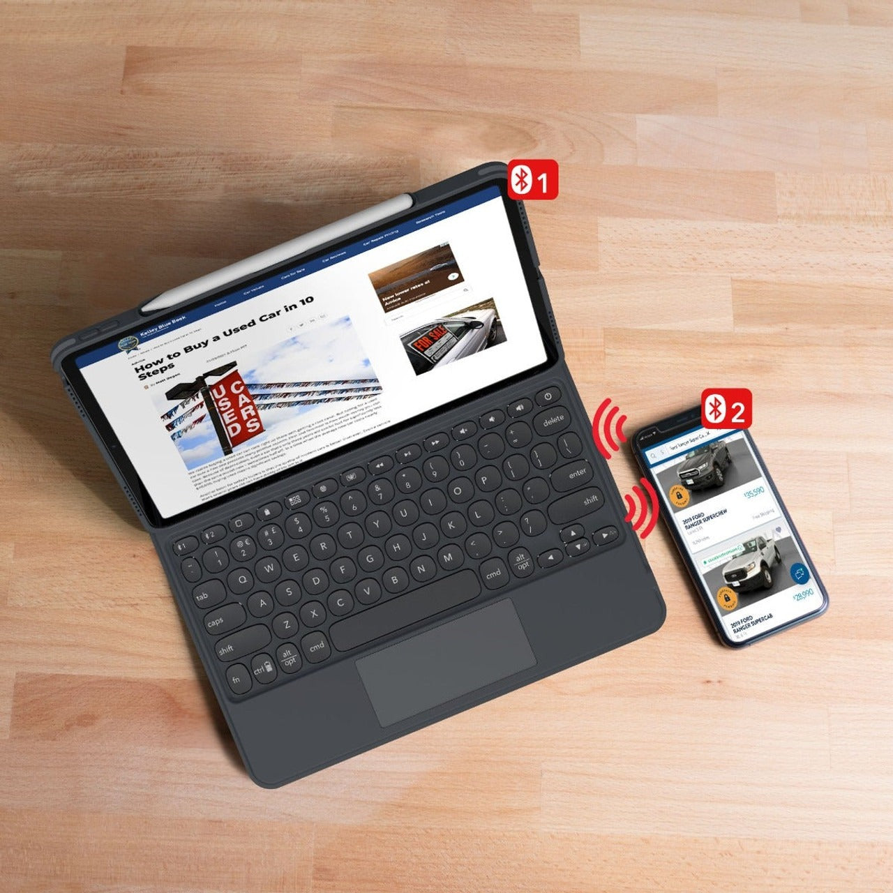 Teclado y Case ZAGG Pro Keys con Trackpad para iPad Pro 12.9'' (3a, 4a y 5a Gen) y iPad Air 13'' (M2) - Negro/Gris