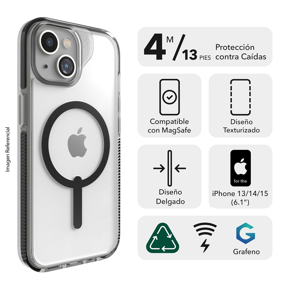 Case ZAGG Santa Cruz Snap para iPhone 15 / 14 / 13 compatible con MagSafe - Azul