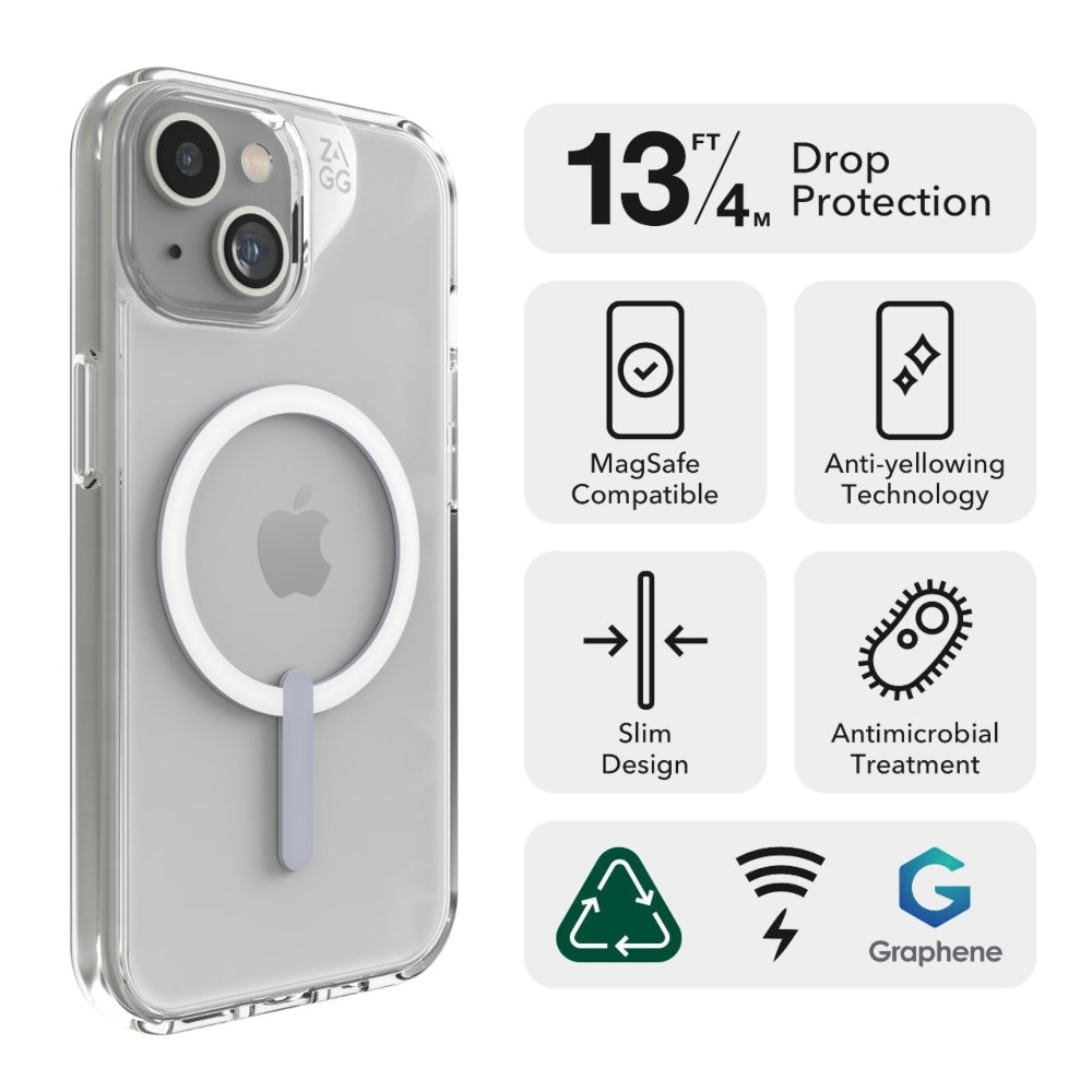 Case ZAGG Crystal Palace Snap para iPhone 15 / 14 / 13 compatible con MagSafe - Transparente