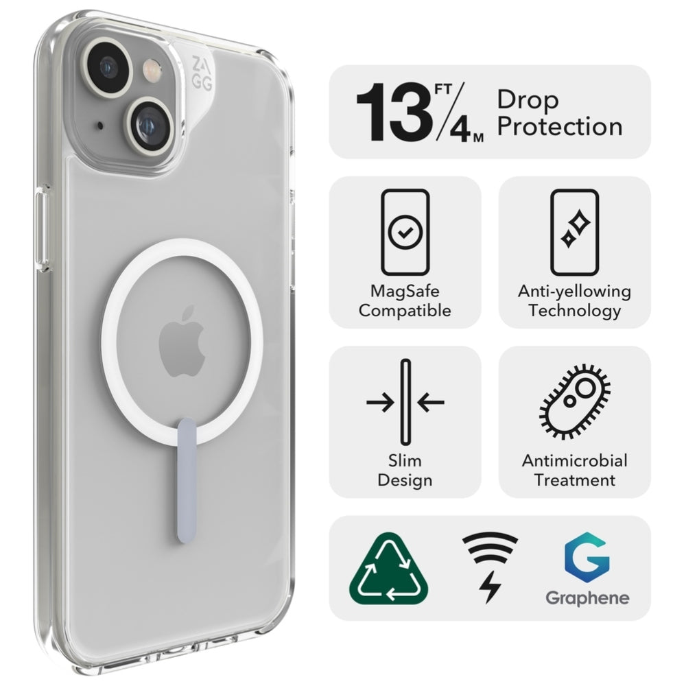 Case ZAGG Crystal Palace Snap para iPhone 15 Plus / 14 Plus compatible con MagSafe - Transparente