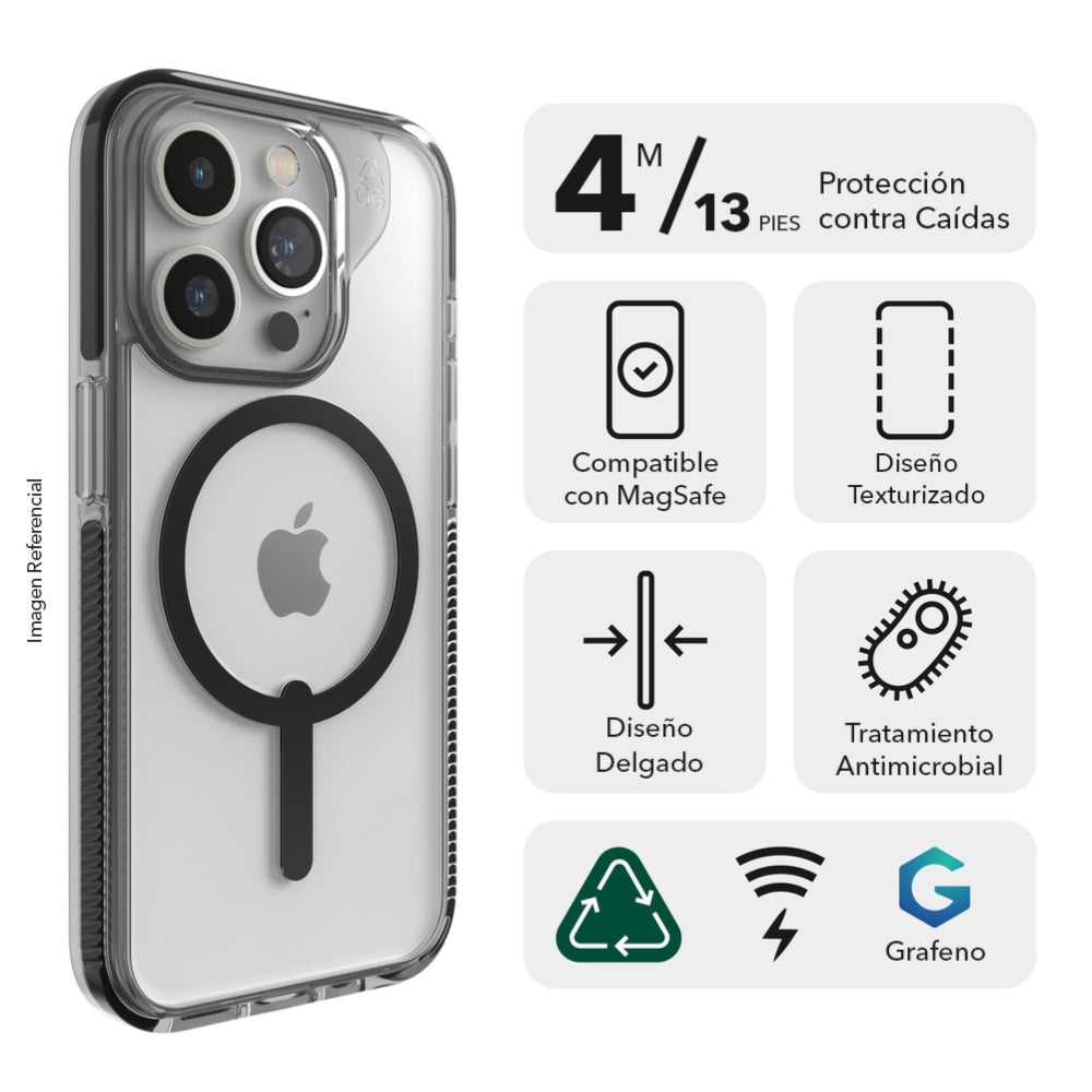 Case ZAGG Crystal Palace Snap para iPhone 15 Pro compatible con MagSafe - Transparente