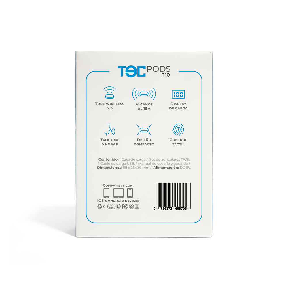 Audífonos Inalámbricos TECPODS T10 Blanco