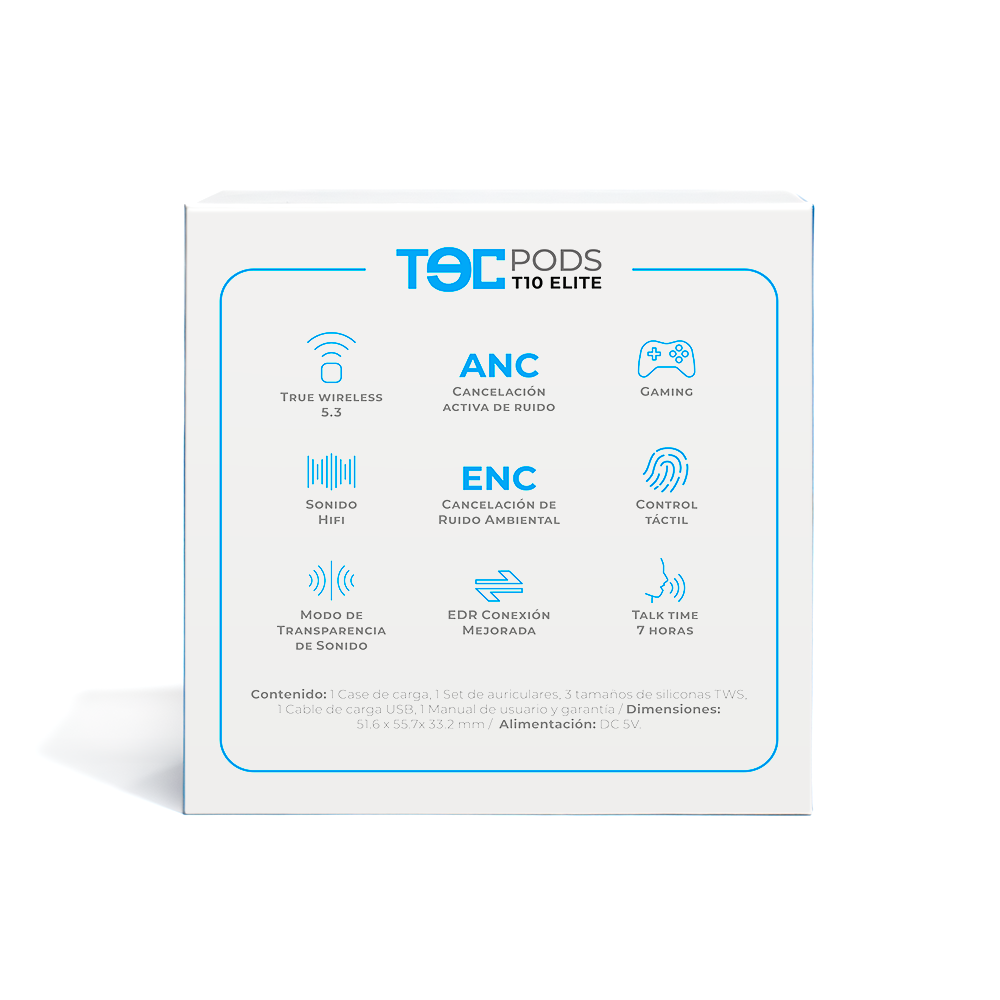 Audífonos Inalámbricos TECPODS T10 Elite Negro