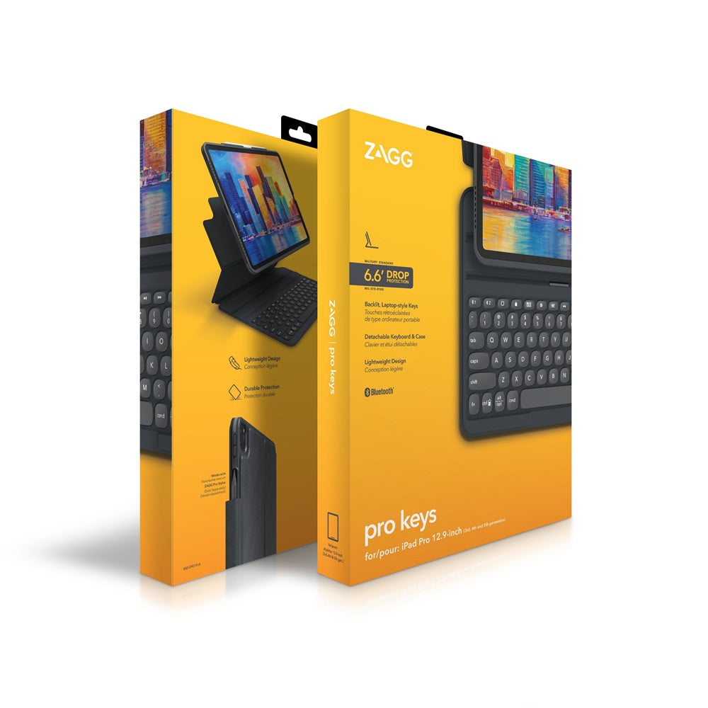 Teclado con Funda ZAGG Pro Keys Retroiluminado para iPad Pro 12.9'' (3a, 4a, 5a Y 6a Gen), iPad Air 13'' (M2) - Negro/Gris