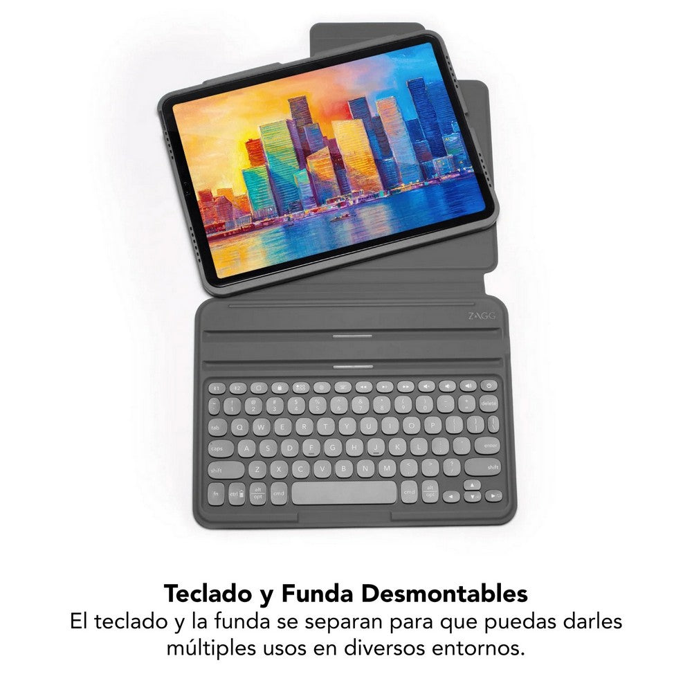 Teclado con Funda ZAGG Pro Keys Retroiluminado para iPad Pro 12.9'' (3a, 4a, 5a Y 6a Gen), iPad Air 13'' (M2) - Negro/Gris