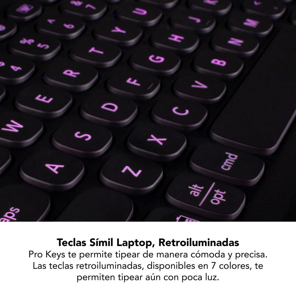 Teclado con Funda ZAGG Pro Keys Retroiluminado para iPad Pro 12.9'' (3a, 4a, 5a Y 6a Gen), iPad Air 13'' (M2) - Negro/Gris