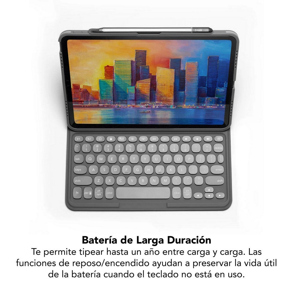 Teclado con Funda ZAGG Pro Keys Retroiluminado para iPad Pro 12.9'' (3a, 4a, 5a Y 6a Gen), iPad Air 13'' (M2) - Negro/Gris