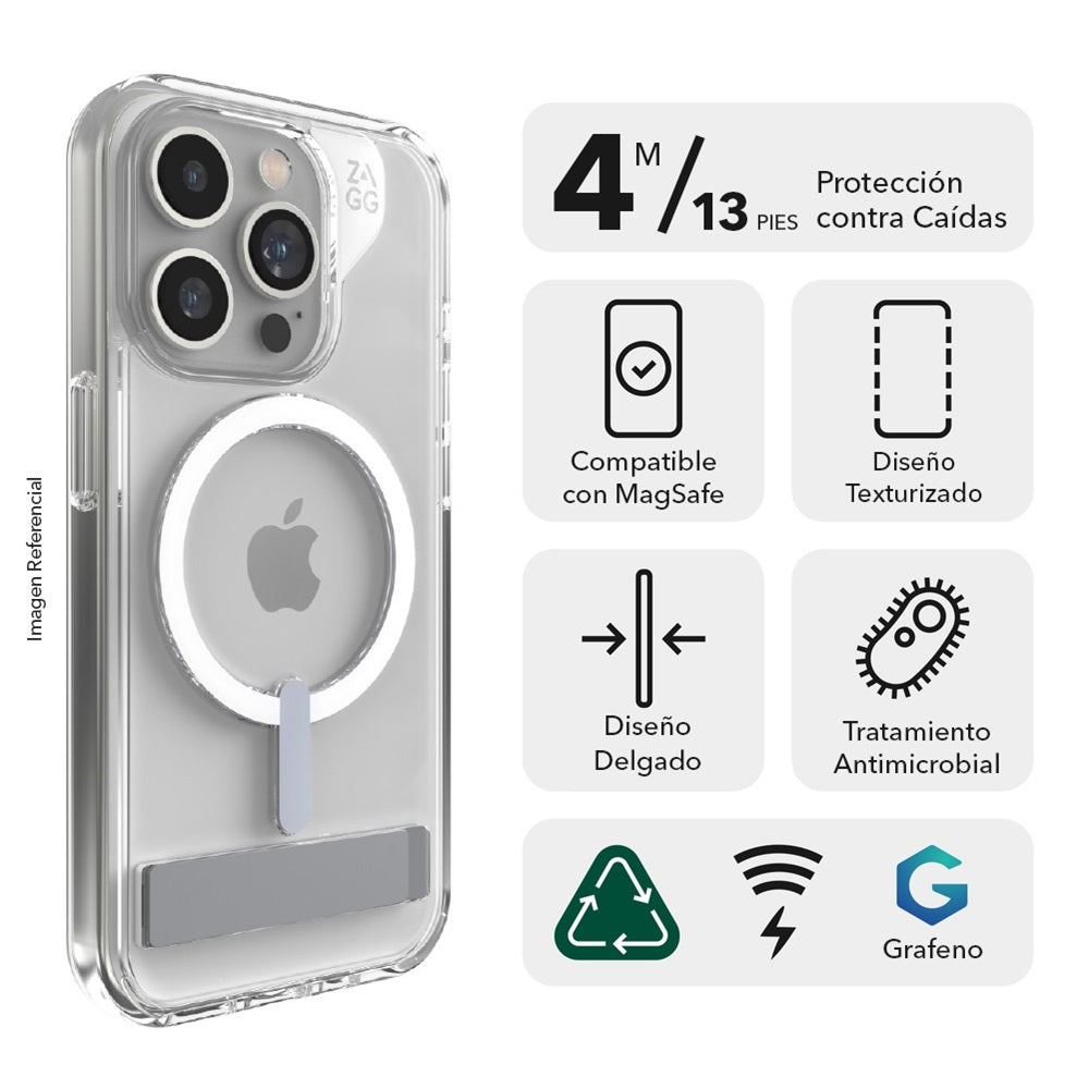 Case ZAGG Crystal Palace Snap KS para iPhone 15 Pro Max compatible con MagSafe - Transparente