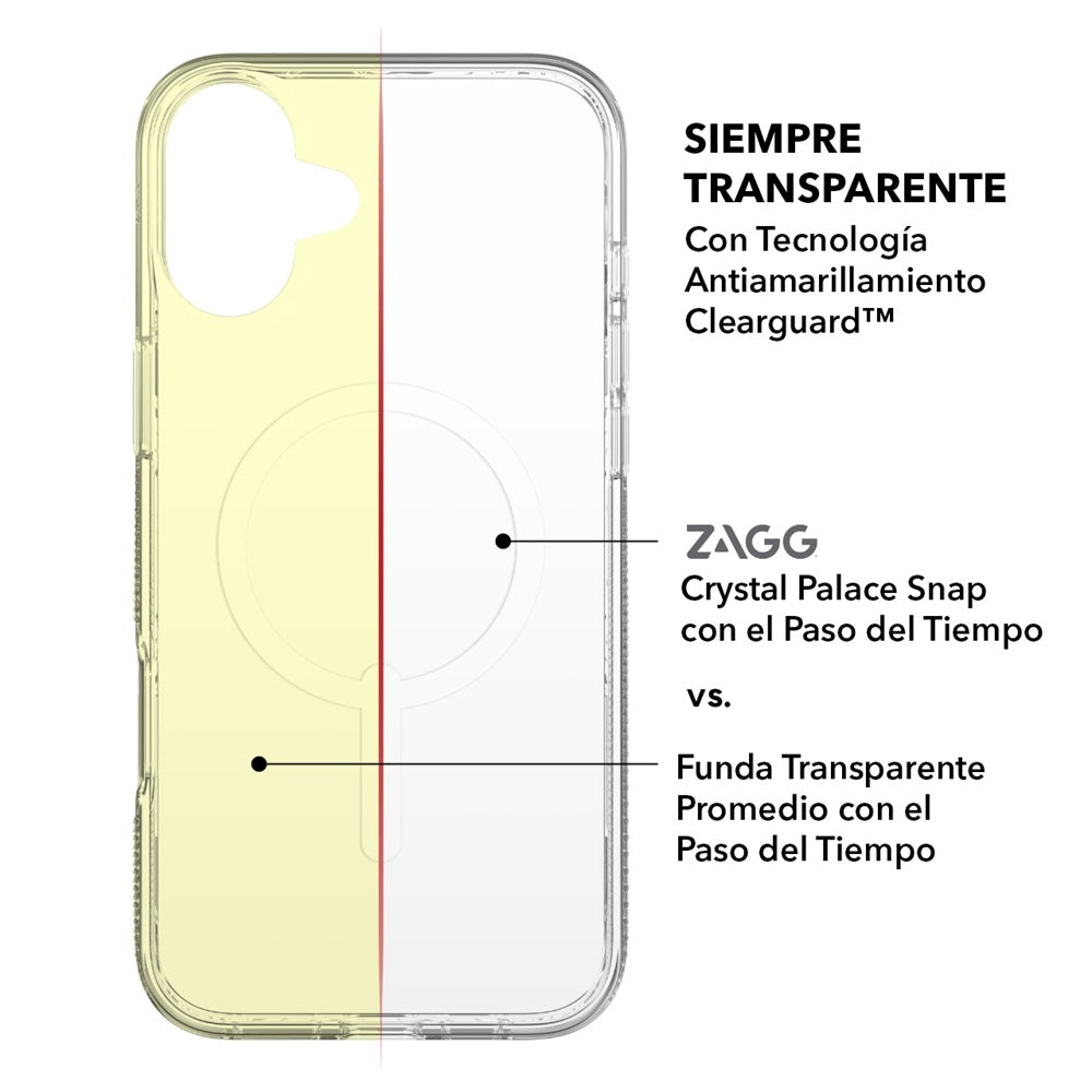Case ZAGG Crystal Palace Snap para iPhone 16 compatible con Magsafe - Transparente