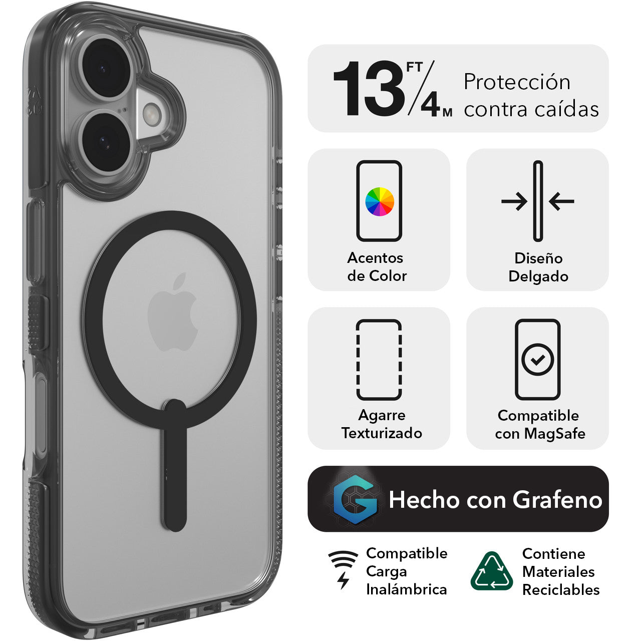 Case ZAGG Santa Cruz para iPhone 16 con Magsafe - Negro