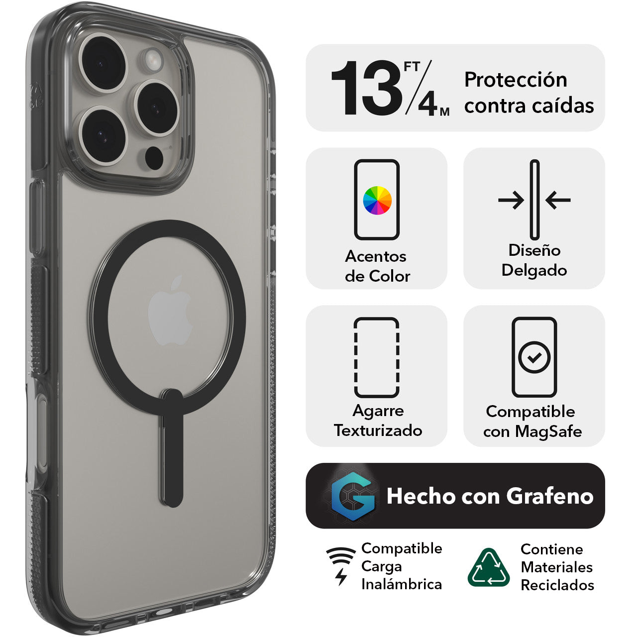 Case ZAGG Santa Cruz para iPhone 16 Pro con Magsafe - Negro