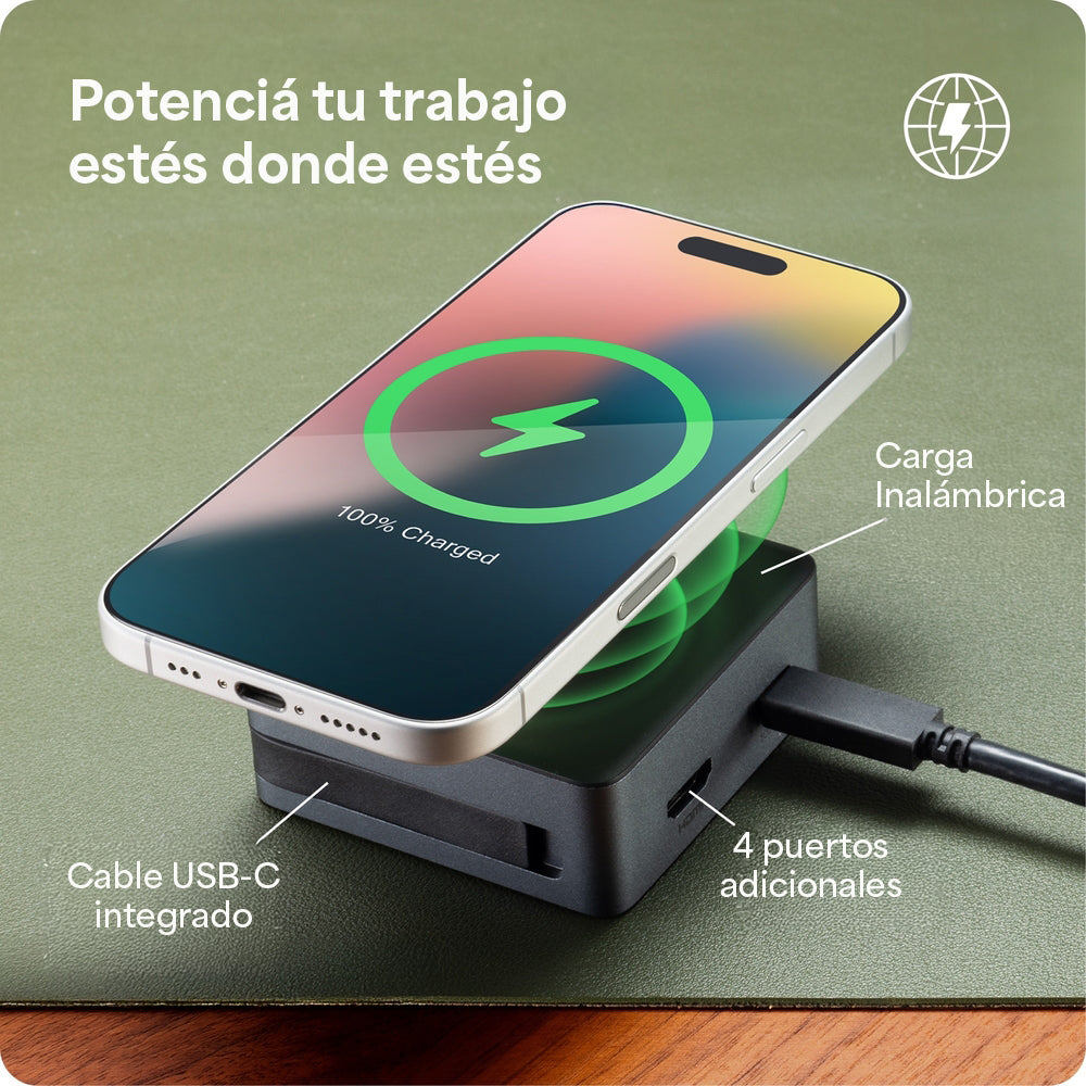 Hub adaptador ZAGG 4 puertos: USB-C PD, USB-C, USB-A, y HDMI
