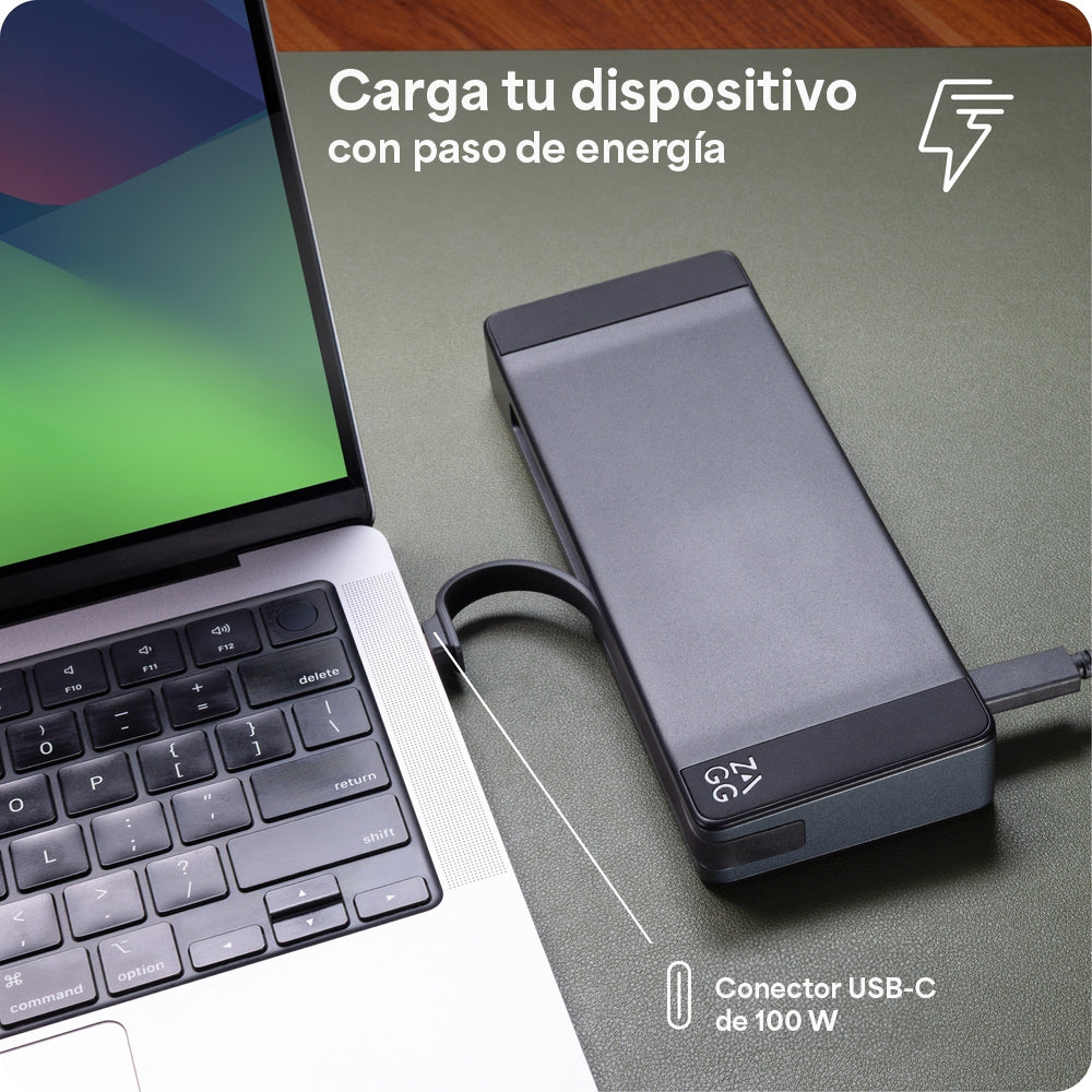 Hub adaptador ZAGG 9 puertos: 2 USB-C, 2 HDMI 4K, Ethernet, USB-A, SD/MicroSD, 1 cable USB-C integrado