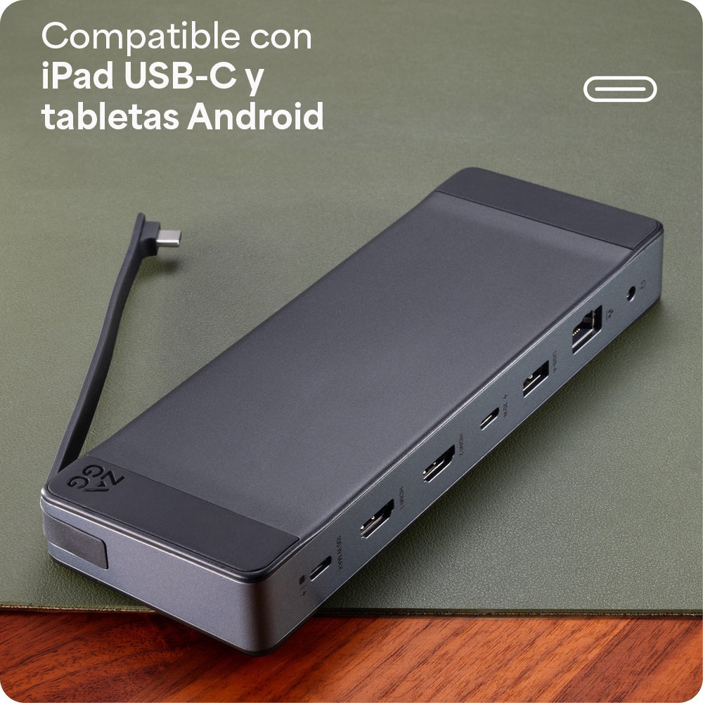Hub adaptador ZAGG 9 puertos: 2 USB-C, 2 HDMI 4K, Ethernet, USB-A, SD/MicroSD, 1 cable USB-C integrado