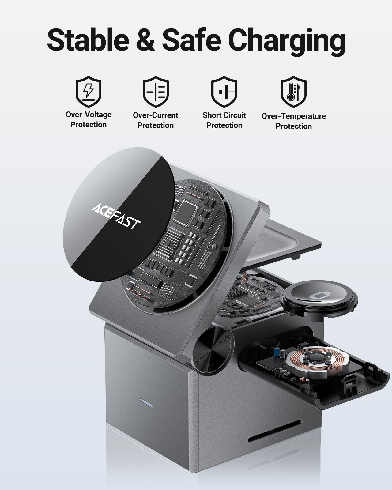 Cargador Inalámbrico Acefast 3 en 1 Cubo Rubik iPhone,Watch y Airpods