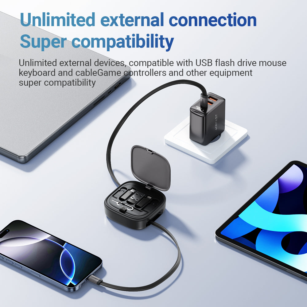 Kit de Viaje Acefast Multifuncional con Cable Retráctil