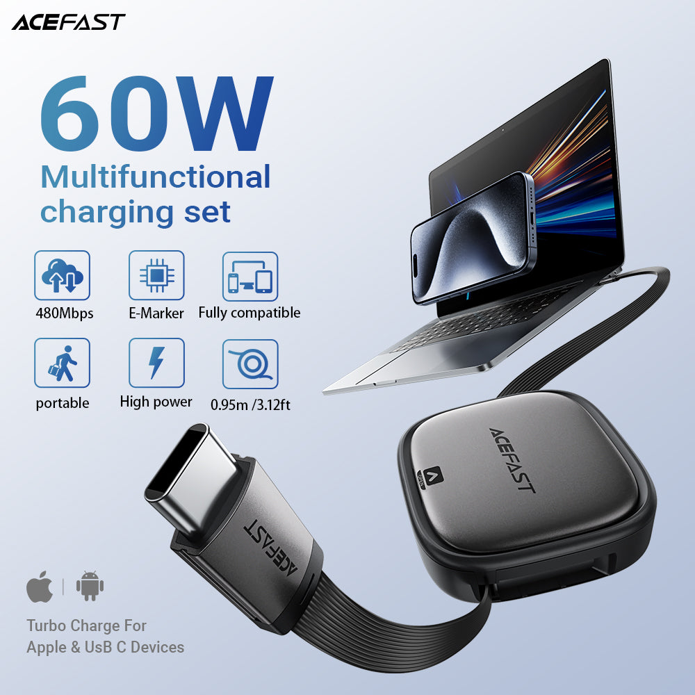 Kit de Viaje Acefast Multifuncional con Cable Retráctil