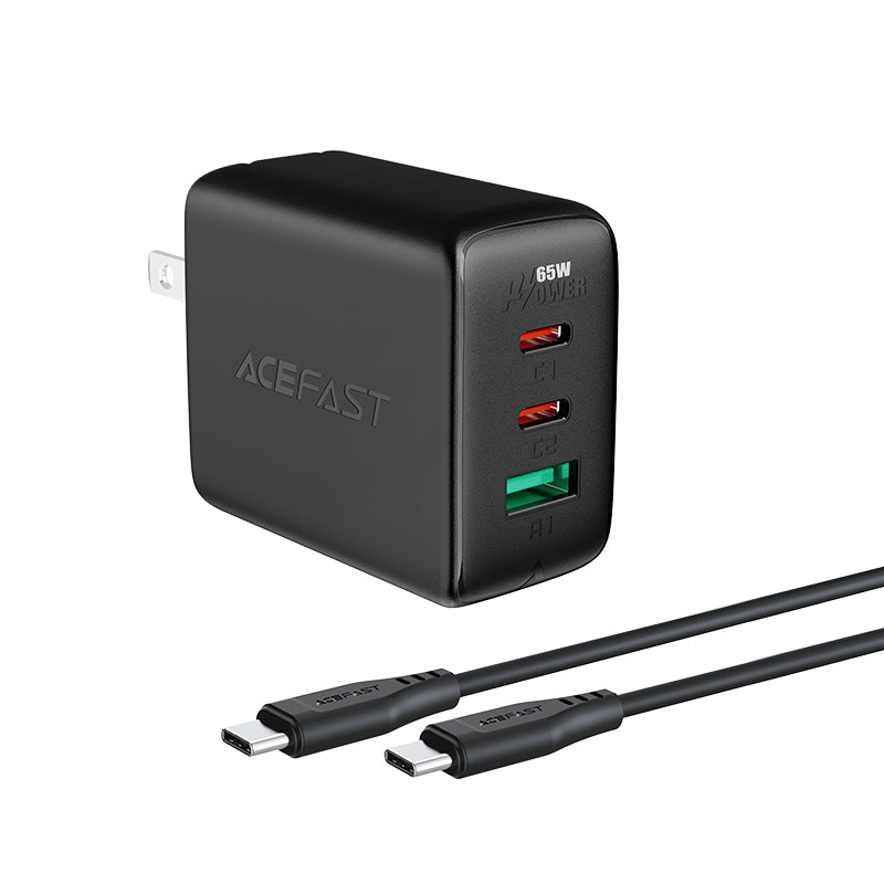 Cargador Pared PD Acefast 65W 3 puertos (USB-C+USB-C+USB-A)