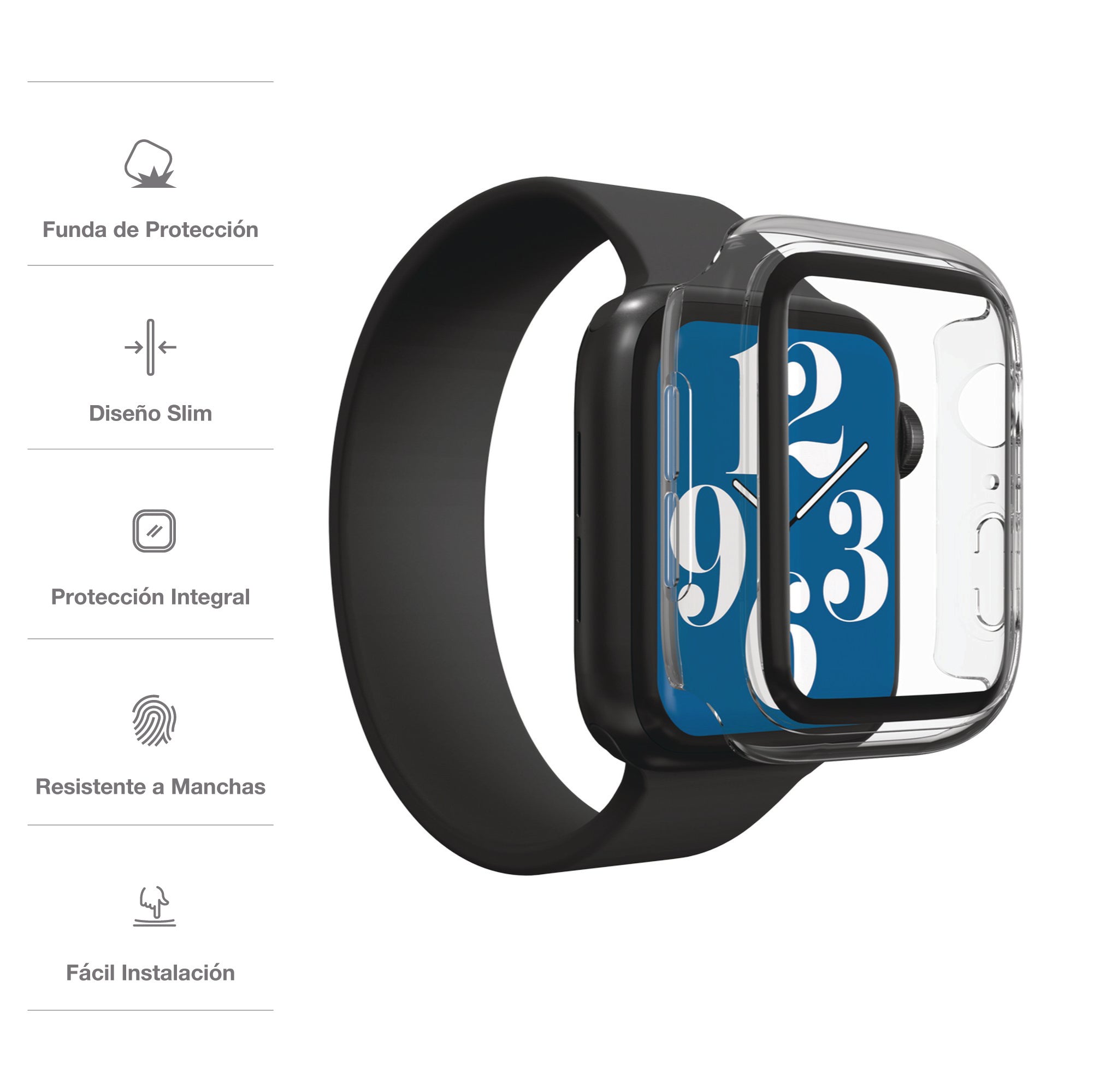 Case Slim con Protector de Pantalla 360 IFROGZ para Apple Watch S6/SE/5/4 (44 mm) - Transparente