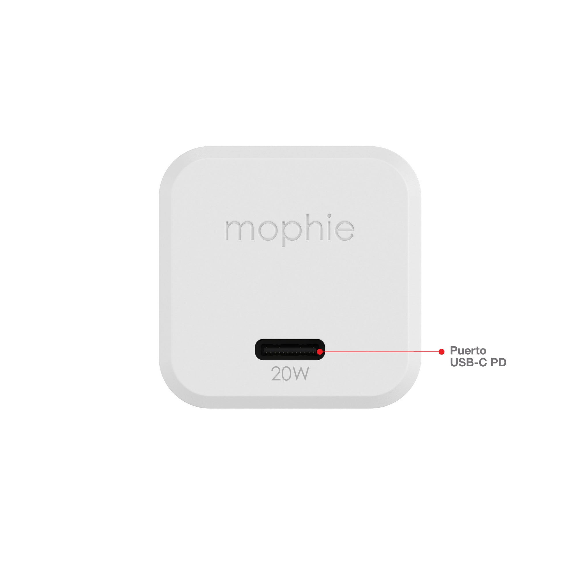 Cargador de Pared mophie USB-C de carga rápida GaN hasta 20W para smartphones y tabletas