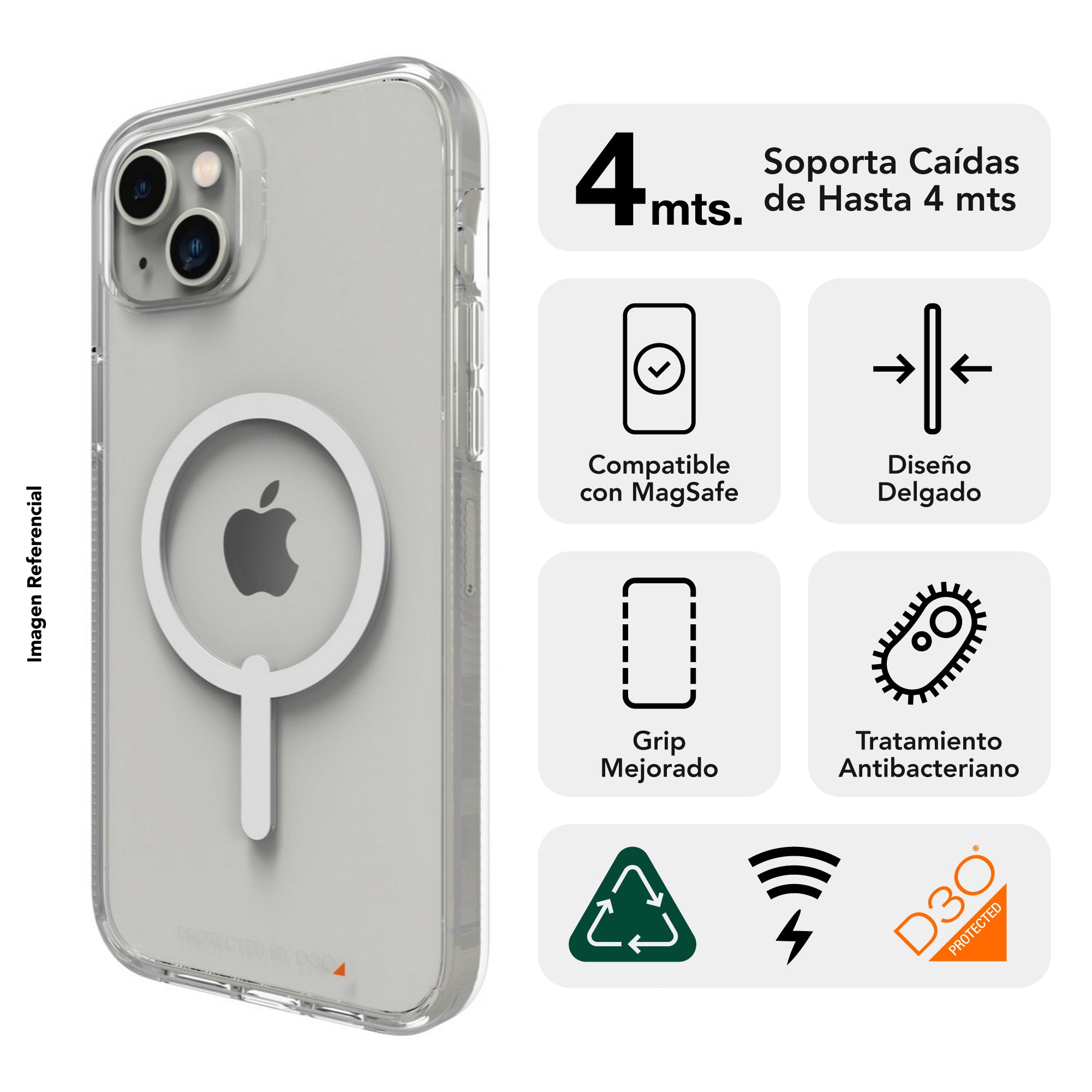 Case Gear4 Crystal Palace Snap compatible con MagSafe para iPhone 14 Plus - Transparente