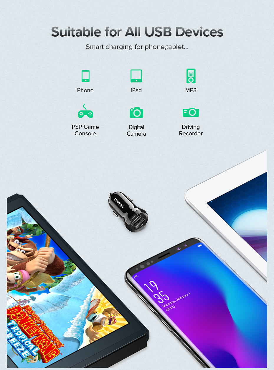 Cargador para carro Ugreen USB-A de 24W