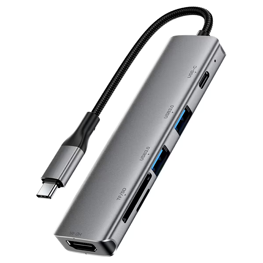 Hub 6 en 1 Acefast J18 USB-C – Estación de Acoplamiento con HDMI 4K y Puertos USB