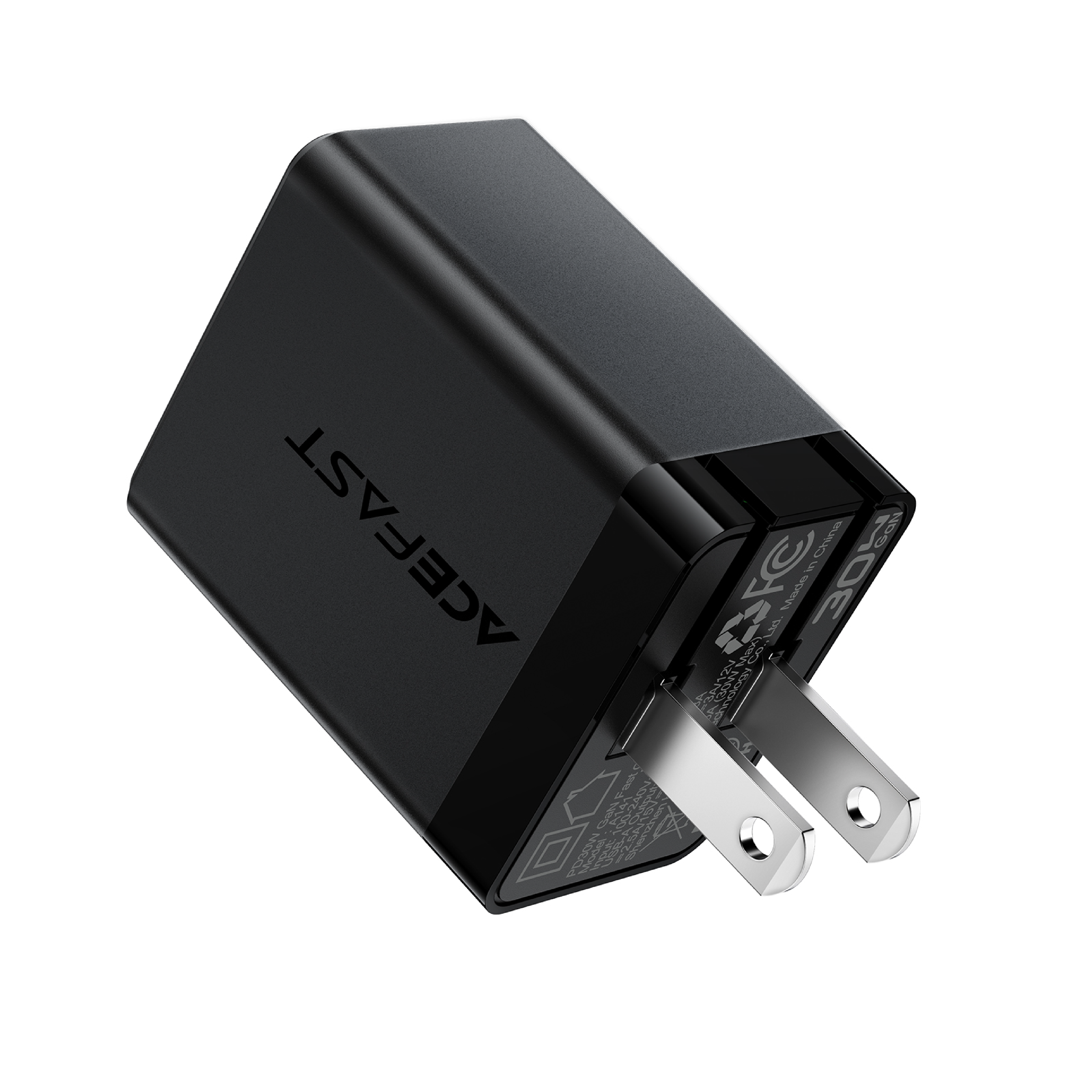 Cargador Rápido Acefast A141 USB-C PD 30W – Tecnología GaN, Negro