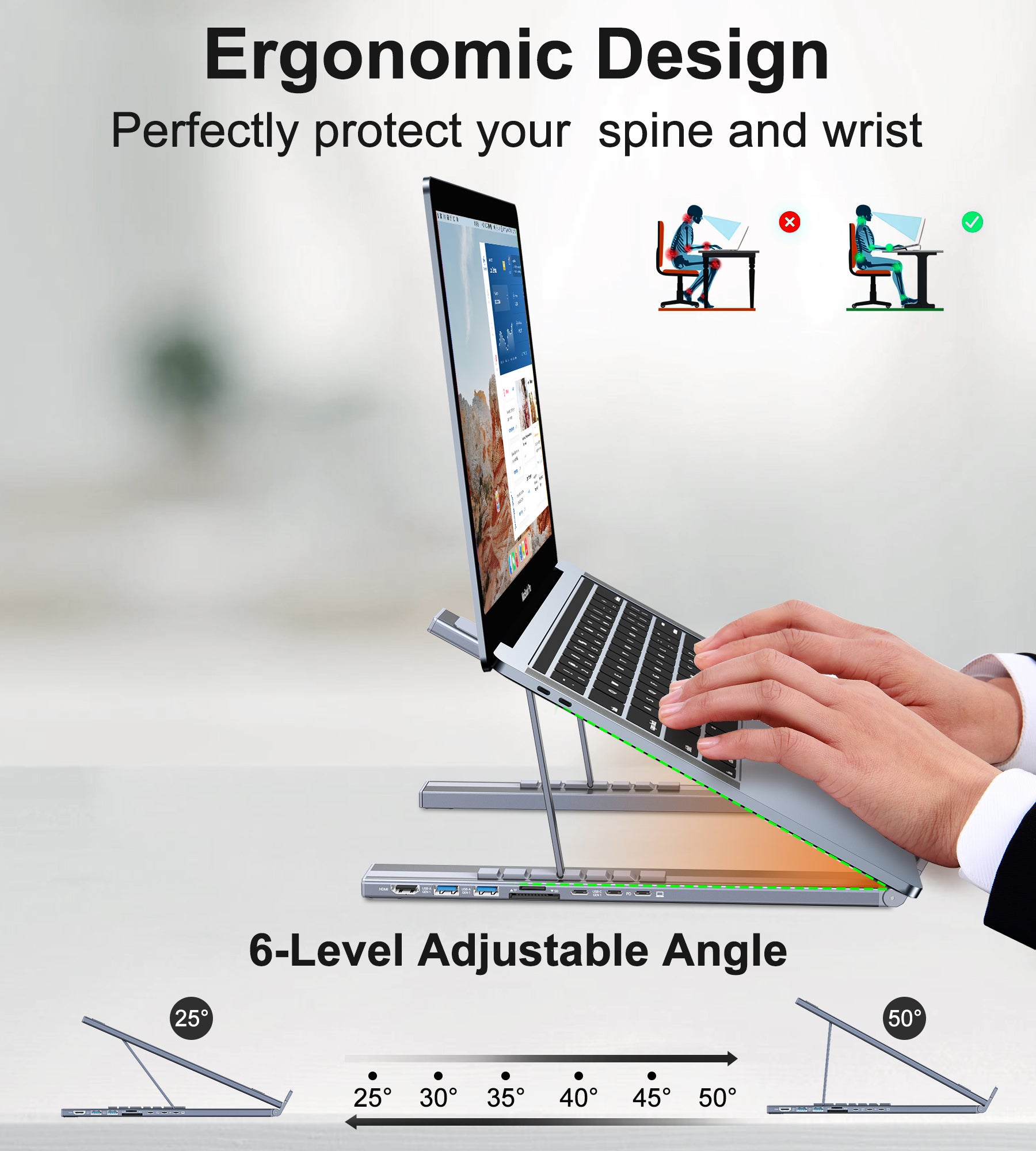 Docking Station con Soporte para Laptop Choetech USB-C 7 en 1 Hub