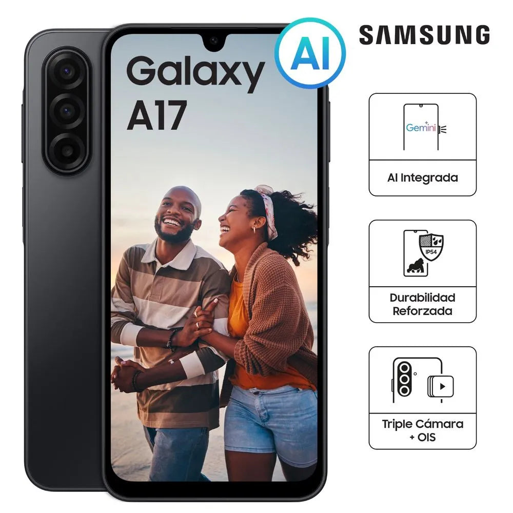 Celular Samsung Galaxy A17 4G 8GB + 256GB – Pantalla 6.7'' Super AMOLED 90Hz y Cámara 50 MP, Negro