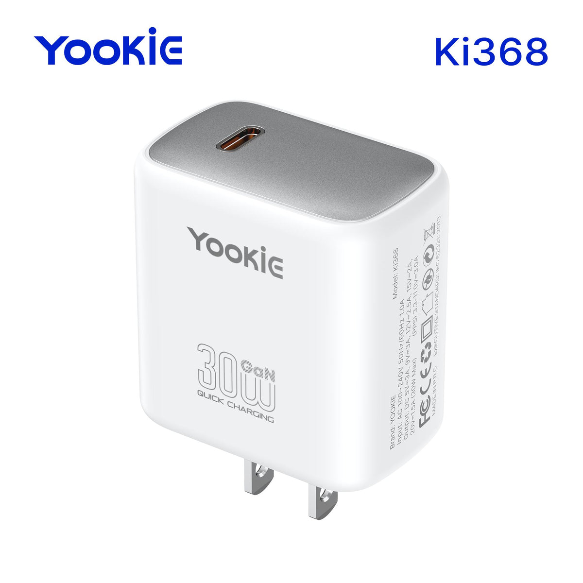 Cargador Yookie GaN 30W + Cable Yookie USB-C 60W | Carga Rápida