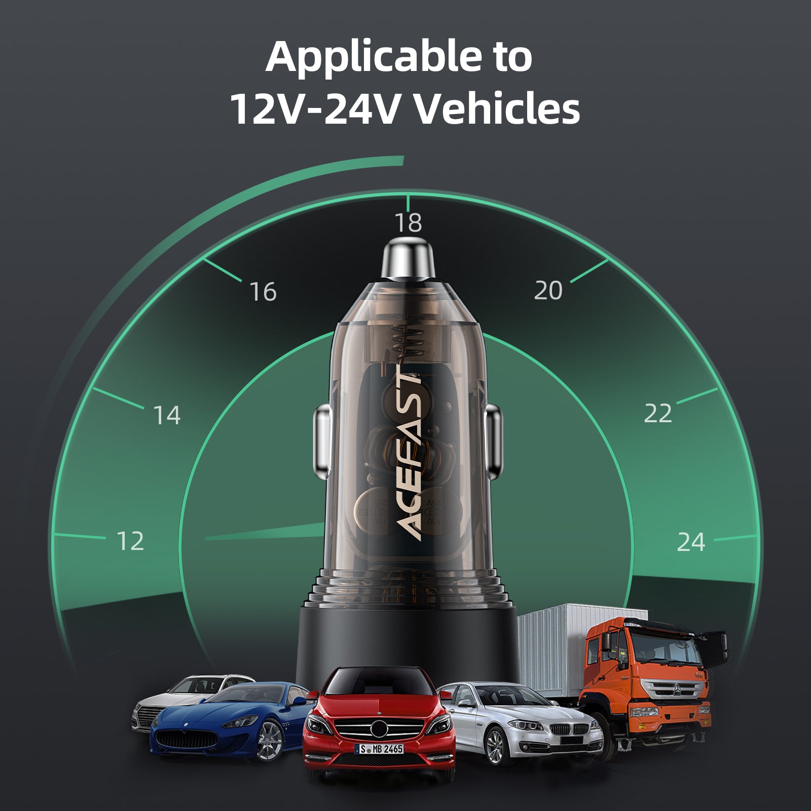 Cargador de Auto Acefast 60W USB-A + USB-C Carga Rápida
