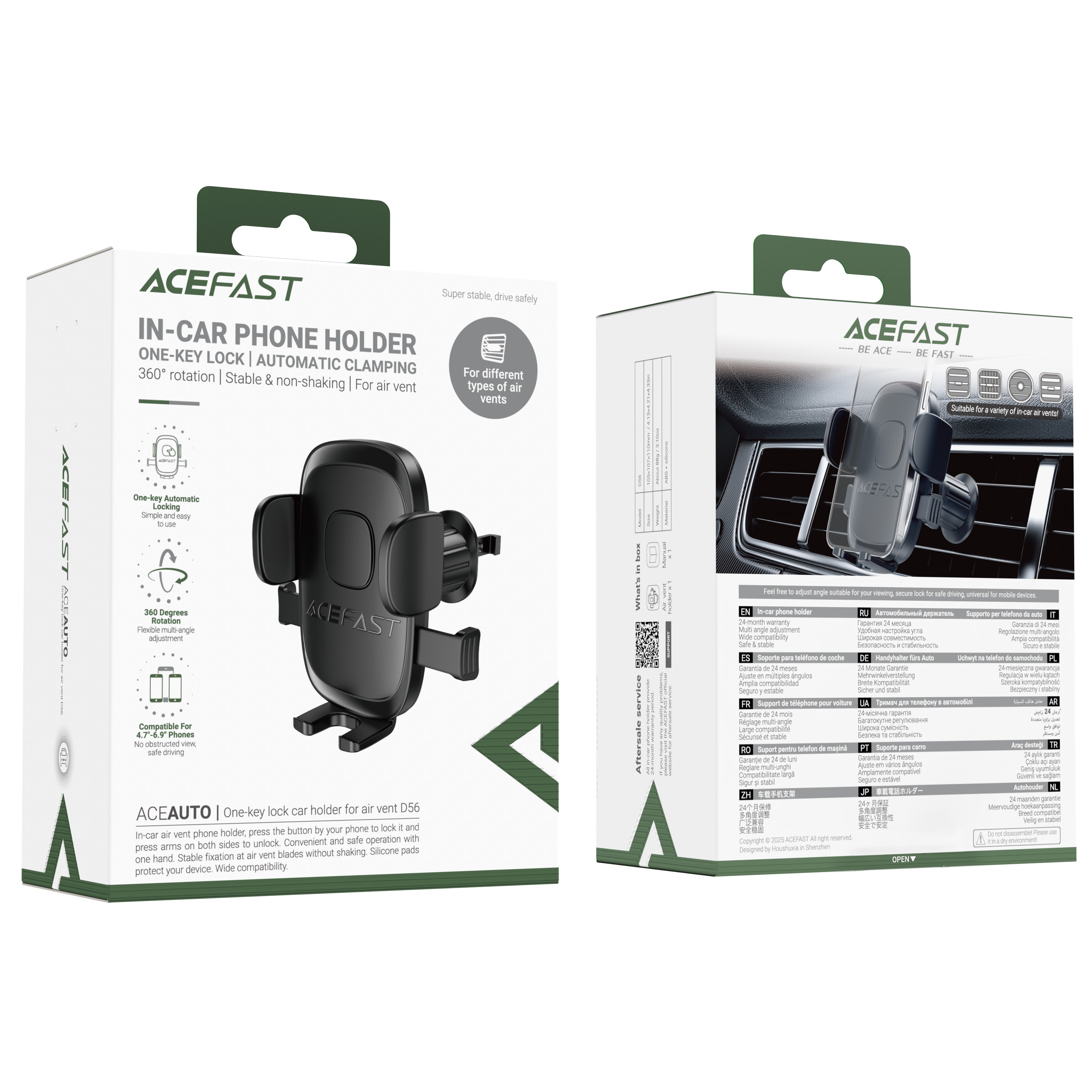 Soporte de Auto Acefast One-Key Lock para Rejilla de Ventilación 360
