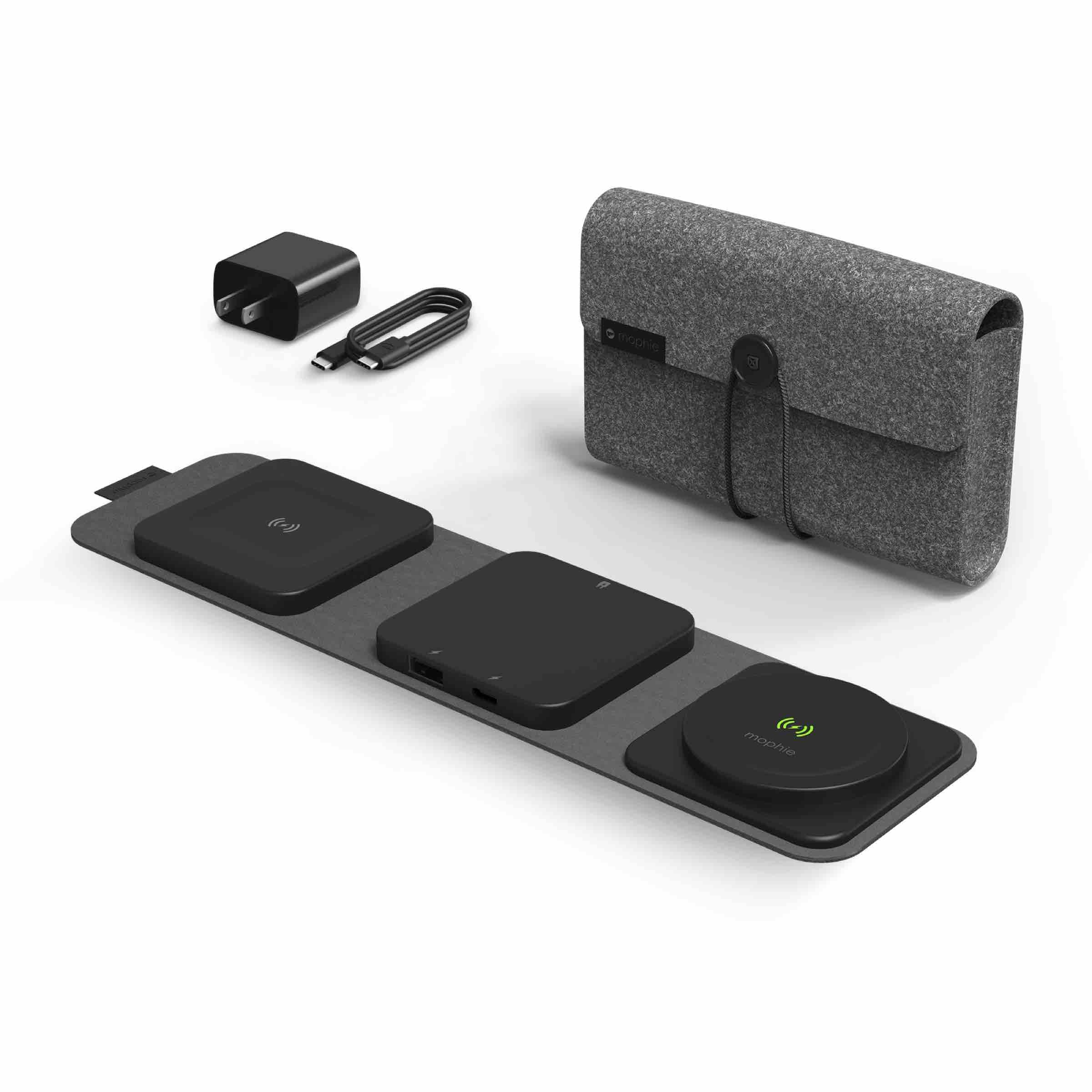 Cargador de viaje inalámbrico mophie snap+ iPhone, AirPods, Apple Watch, dispositivos Qi MagSafe