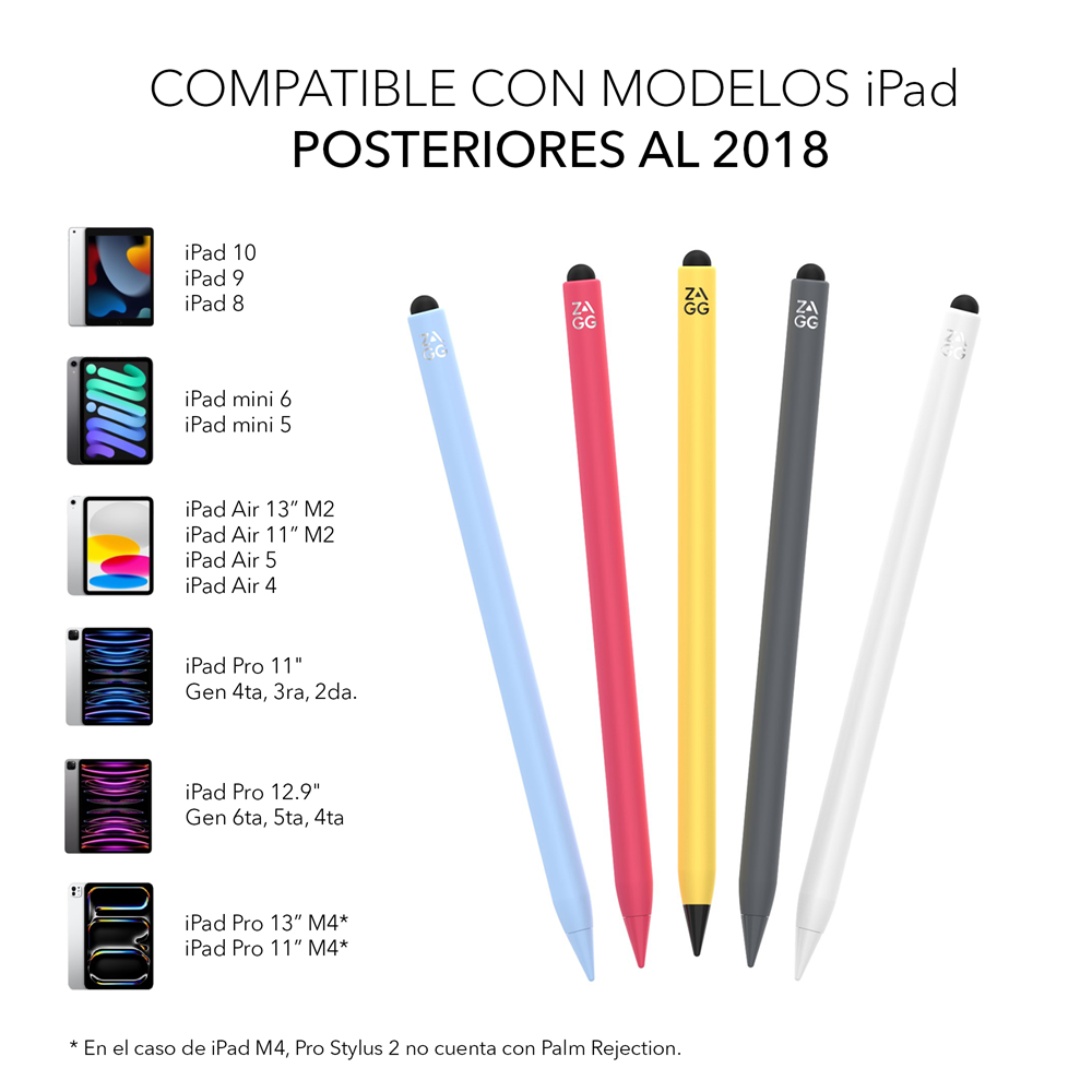 Lápiz Óptico Pro Stylus 2 Zagg para iPad con carga inalámbrica Color Gris