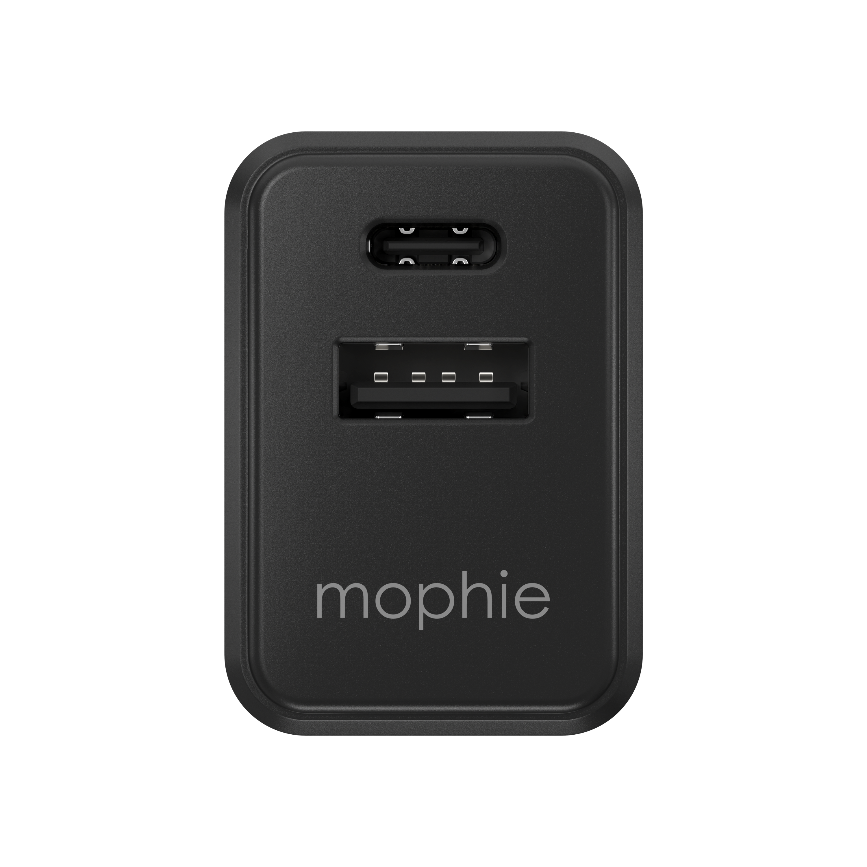 Cargador de pared mophie de 30W PD con puertos USB-C y USB-A Negro