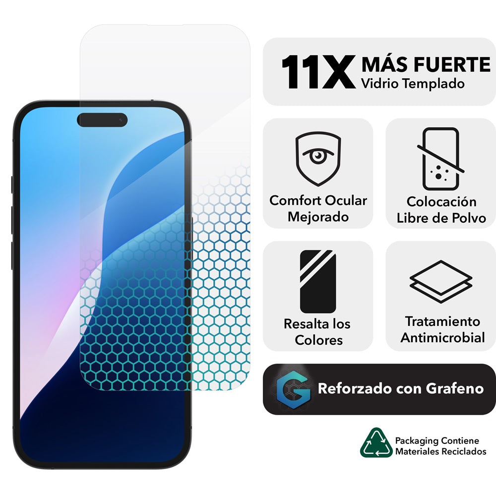 Protector de Pantalla ZAGG Glass XTR4 para iPhone 16/15 - Transparente