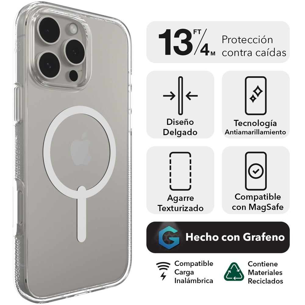 Case ZAGG Crystal Palace Snap para iPhone 16 Pro Max compatible con Magsafe - Transparente