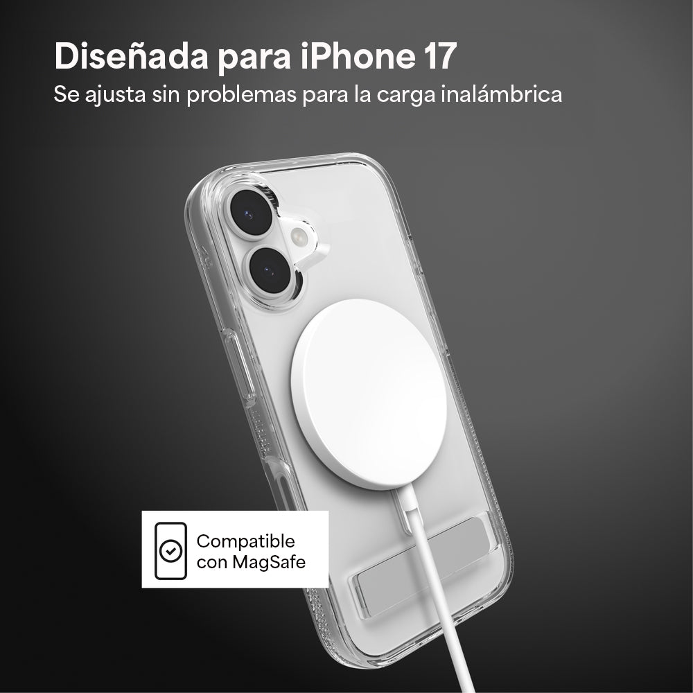 Case ZAGG Crystal Palace Snap iPhone 17 con MagSafe y Sporte Trasero - Transparente