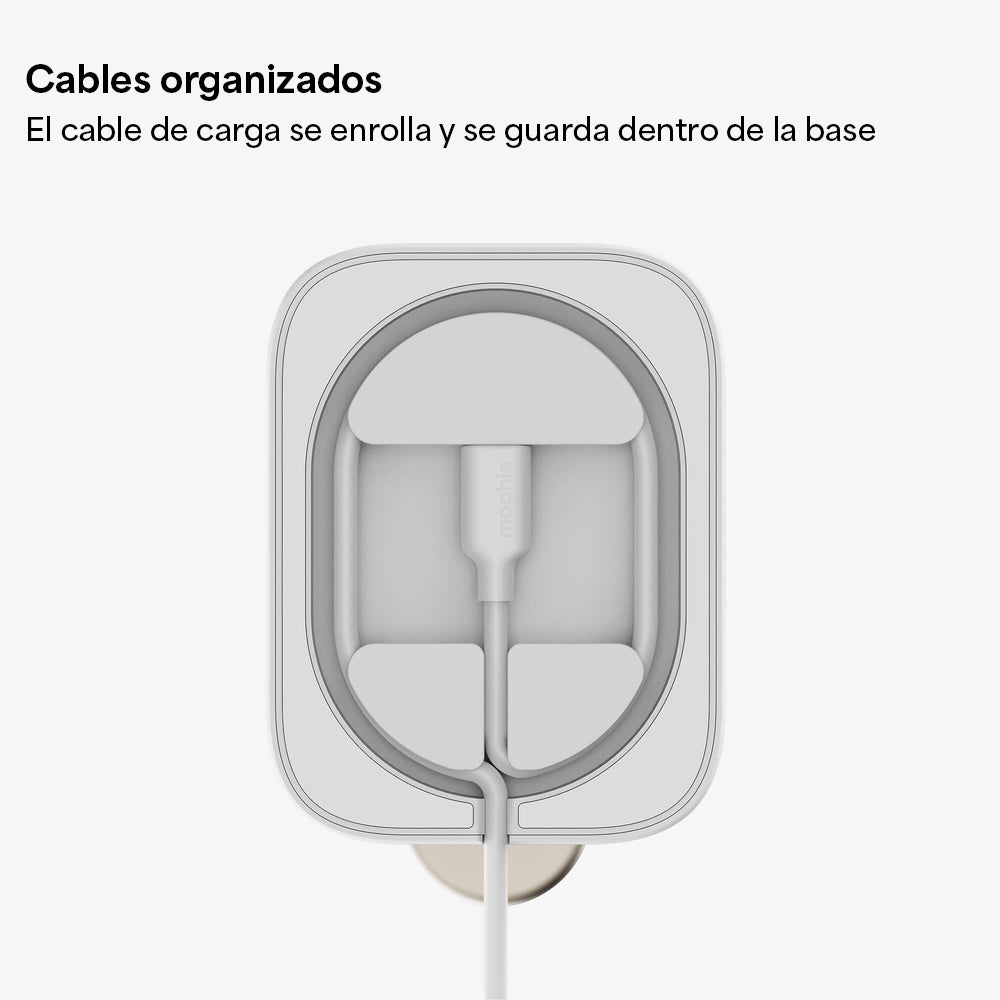Base de carga inalámbrica mophie 2 en 1 con certificación Qi2 para iPhone y Apple Watch