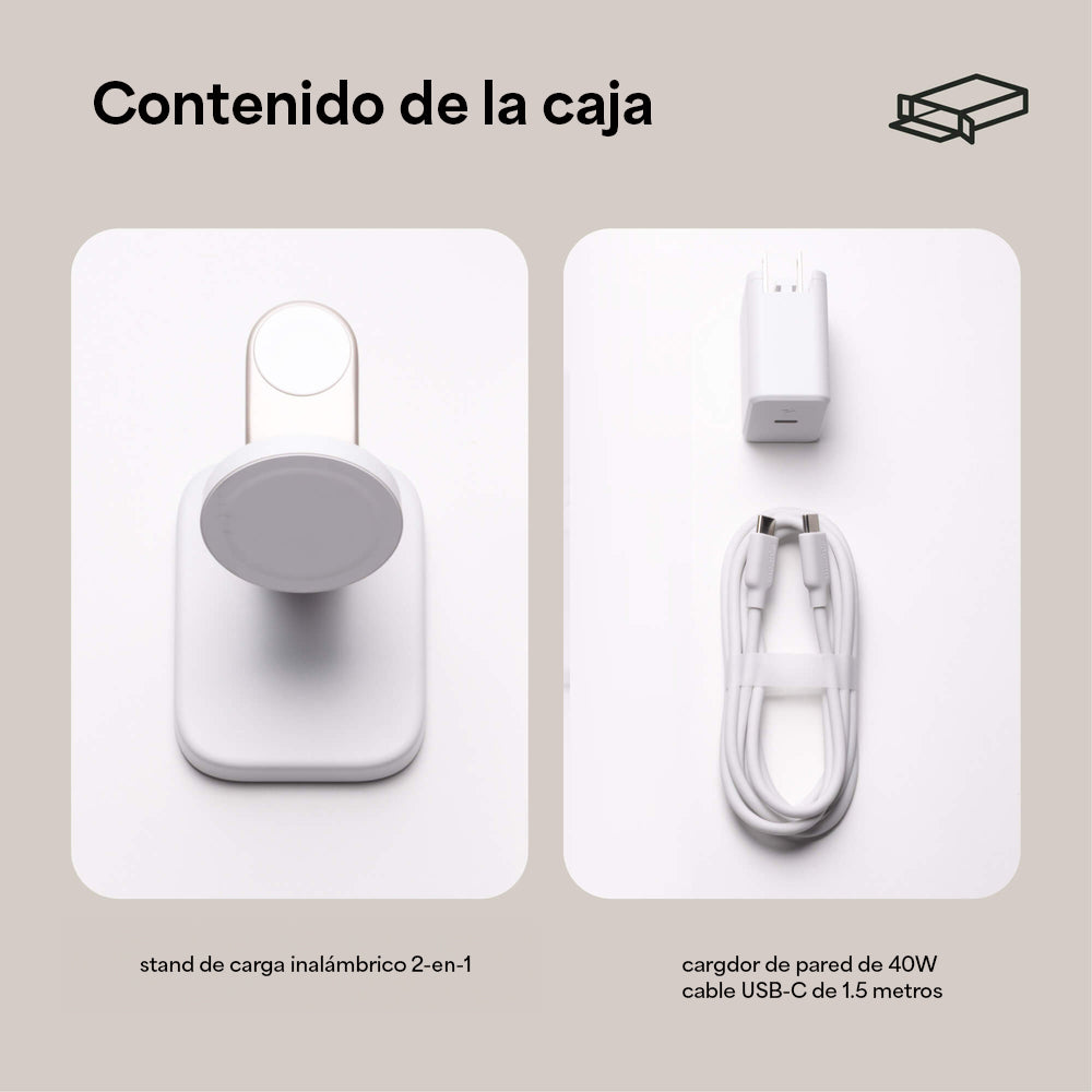 Base de carga inalámbrica mophie 2 en 1 con certificación Qi2 para iPhone y Apple Watch
