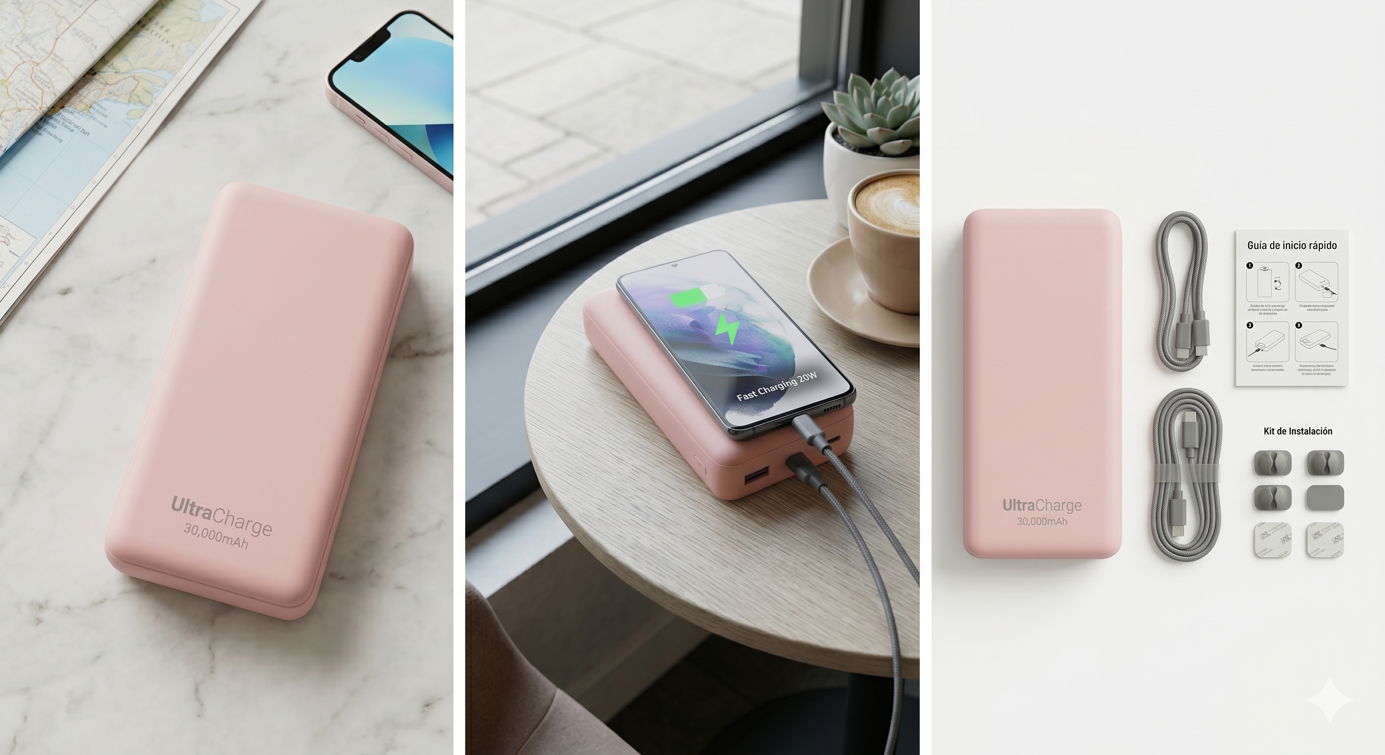 PowerBank UltraCharge 30,000 mAh - Edición Rosa Pastel