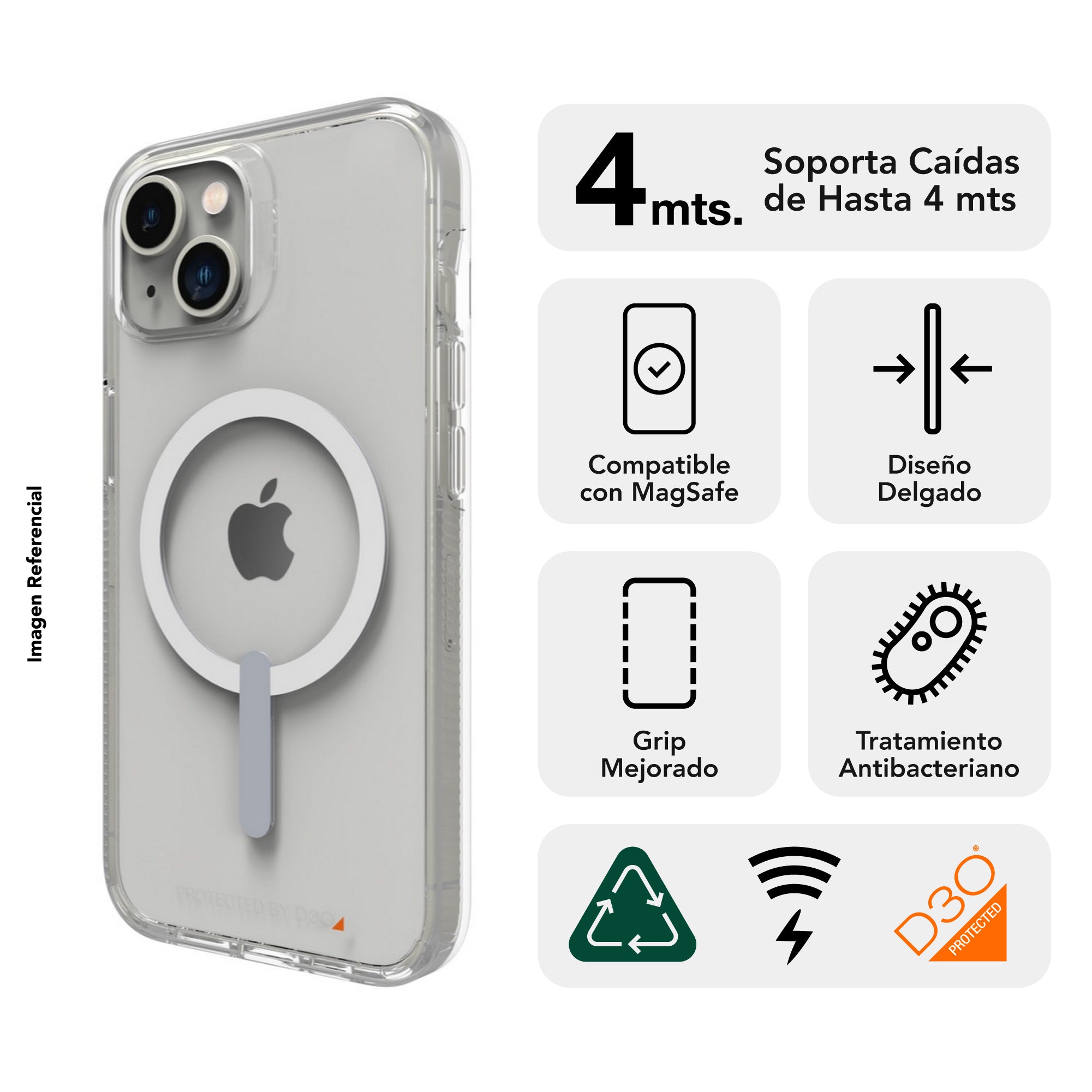 Case Gear4 Crystal Palace Snap compatible con MagSafe para iPhone 14 - Transparente